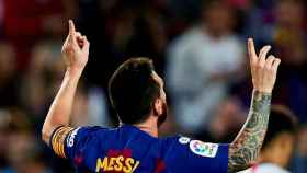 Una foto de Leo Messi celebrando su gol al Sevilla / EFE