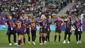 Las jugadoras del Barça femenino tras la final de la Champions / EFE