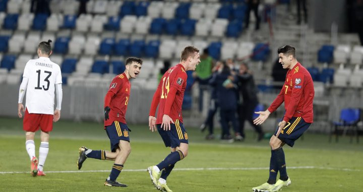 Los jugadores de España, celebrando la victoria contra Georgia | RFEF