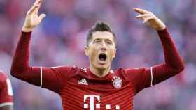 Lewandowski celebra un gol con el Bayern en la Bundesliga / EFE