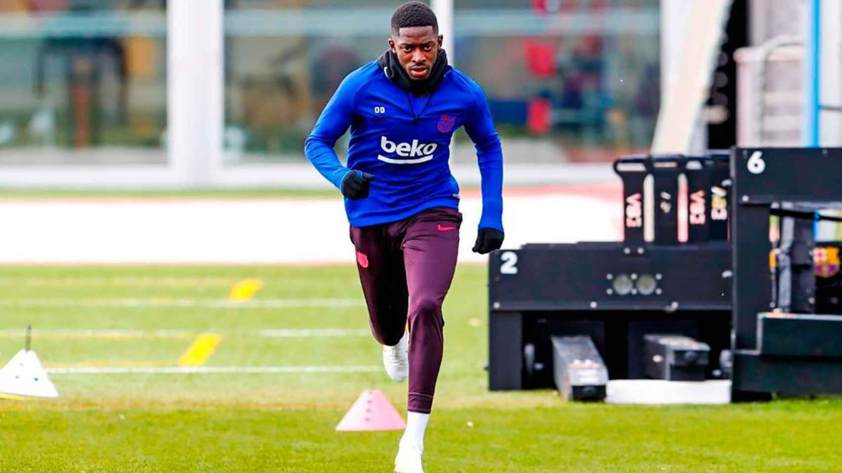 Ousmane Dembelé, en un entrenamiento del Barça en solitario / FC Barcelona