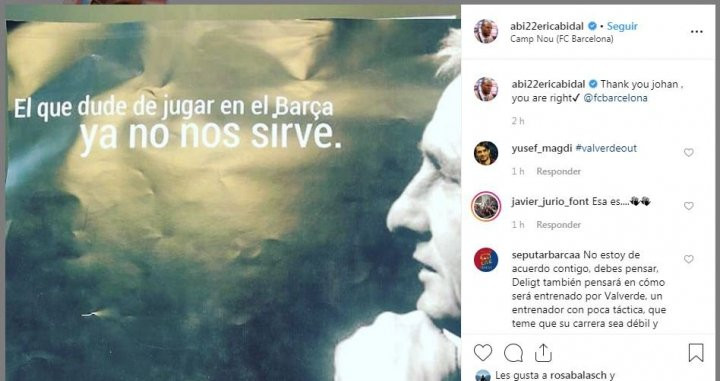Una foto de la publicación de Eric Abidal con la frase de Johan Cruyff / Instagram
