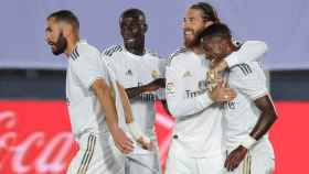 Vinicius, celebrando el primer gol del Real Madrid contra el Mallorca | EFE