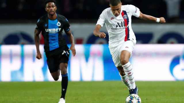 Kylian Mbappé en el partido contra el Brujas / EFE