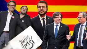 Artur Mas, Oriol Junqueras, Pere Aragonès, Carles Puigdemont y Quim Torra, cinco de los principales dirigentes del independentismo en los últimos años / FOTOMONTAJE CG