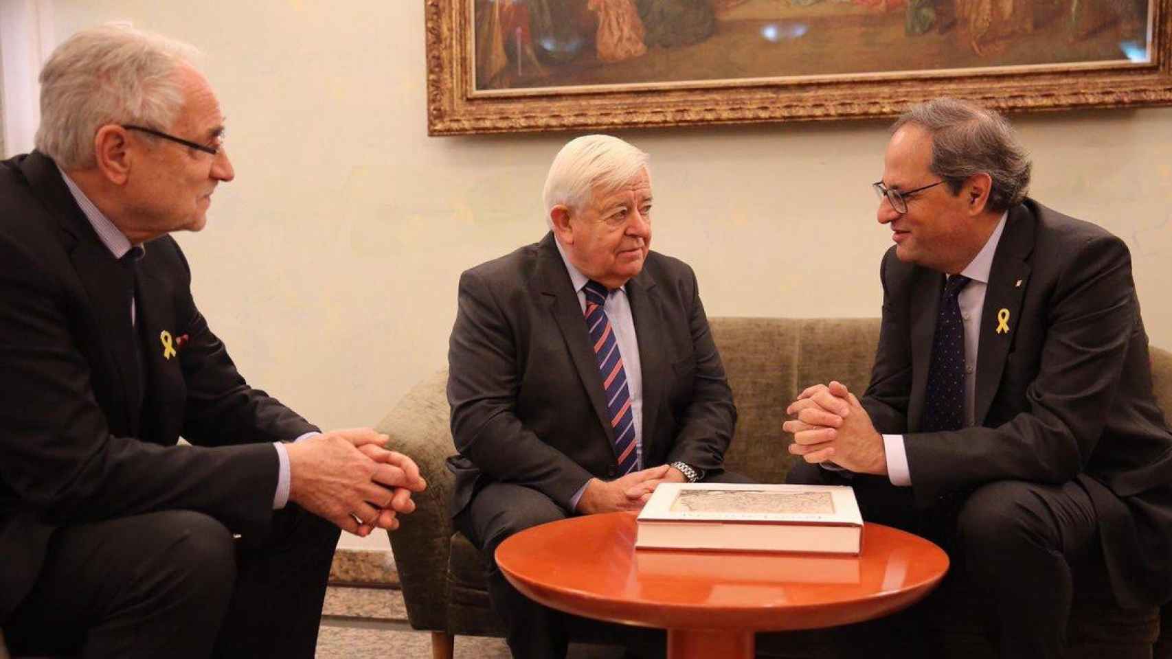 Quim Torra, junto al expresidente esloveno Milan Kucan, y el eurodiputado Ivo Vajgl / @QuimTorraiPla