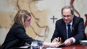 Quim Torra y Elsa Artadi, durante la reunión semanal del gobierno catalán / EFE