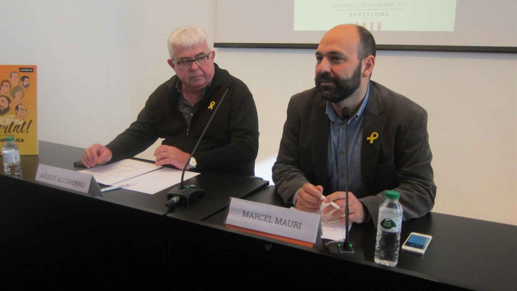 Los vicepresidentes de la ANC y Òmnium cultural, Agustí Alcoberro y Marcel Mauri, en la presentación de los detalles de la manifestación del 11 de noviembre / EP
