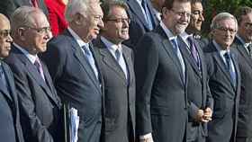 Mas, entre Rajoy y García-Margallo, en la presentación del Foro Económico del Mediterráneo Occidental celebrado el pasado 23 de octubre en Barcelona
