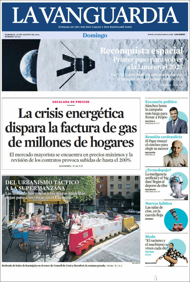 Portada de 'La Vanguardia' del 28 de agosto de 2022