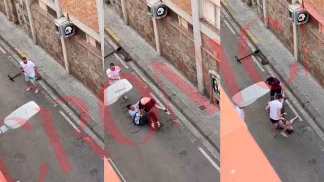 Tres imágenes de la agresión a un agente de la Guardia Urbana en la Barceloneta / CG