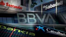 Algunos de los principales bancos españoles: Banco Santander, Banco Sabadell, BBVA, Bankia y CaixaBank / CG