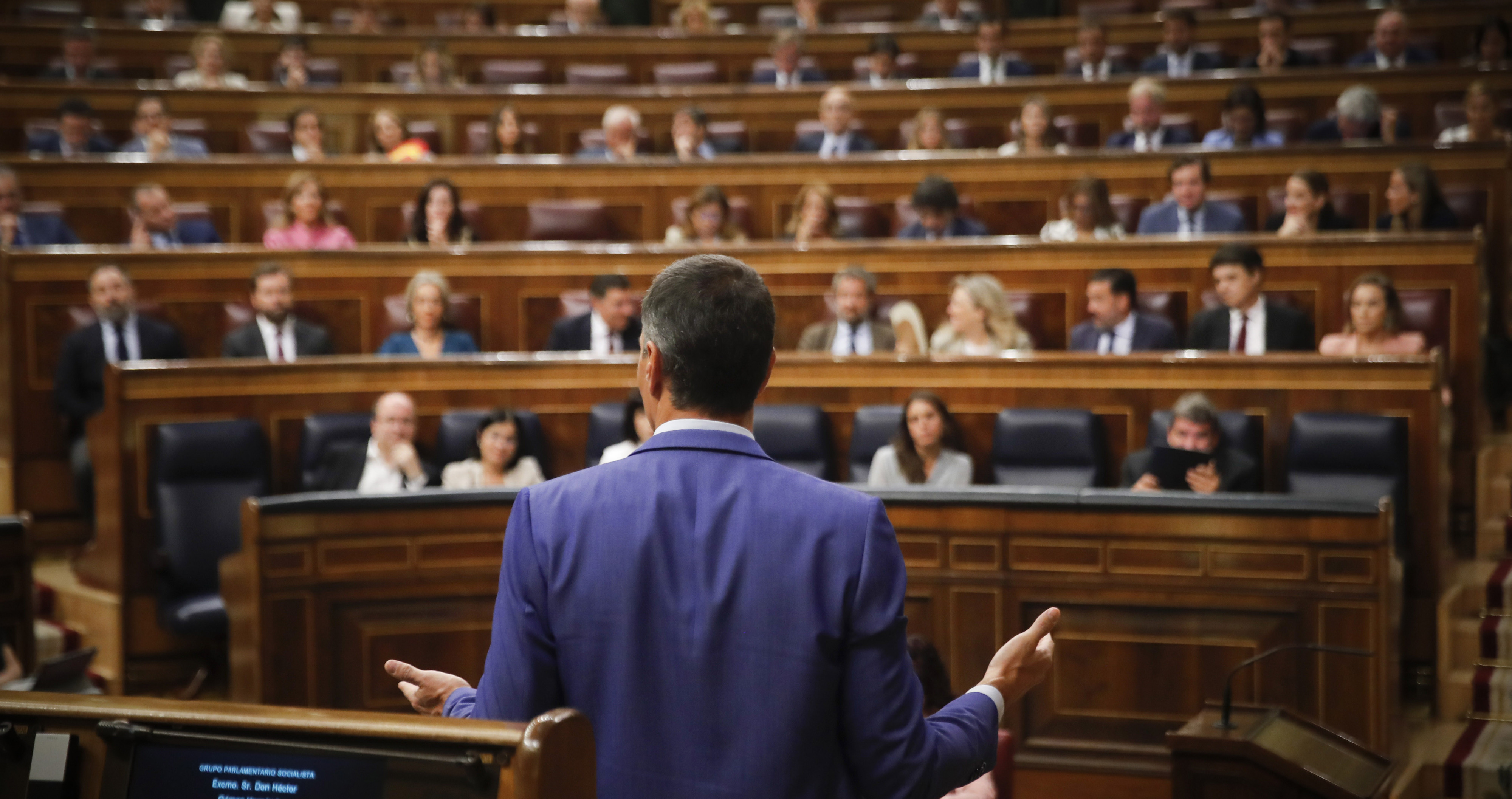 El presidente del Gobierno, Pedro Sánchez, durante una intervención en el Congreso / EFE