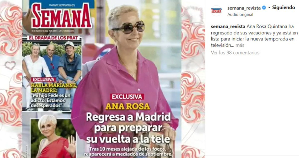 Ana Rosa Quintana en la portada de la revista 'Semana' / SEMANA