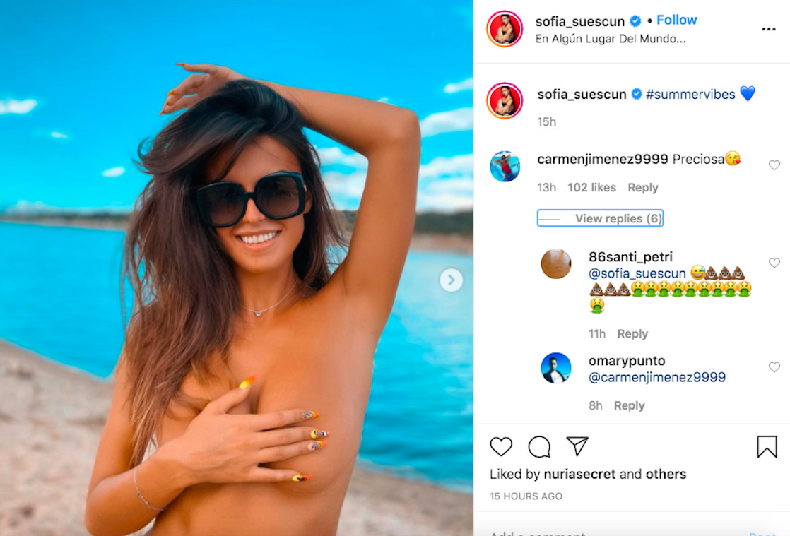 Sofía Suescun se marca un impactante topless para recibir el mes de julio / INSTAGRAM