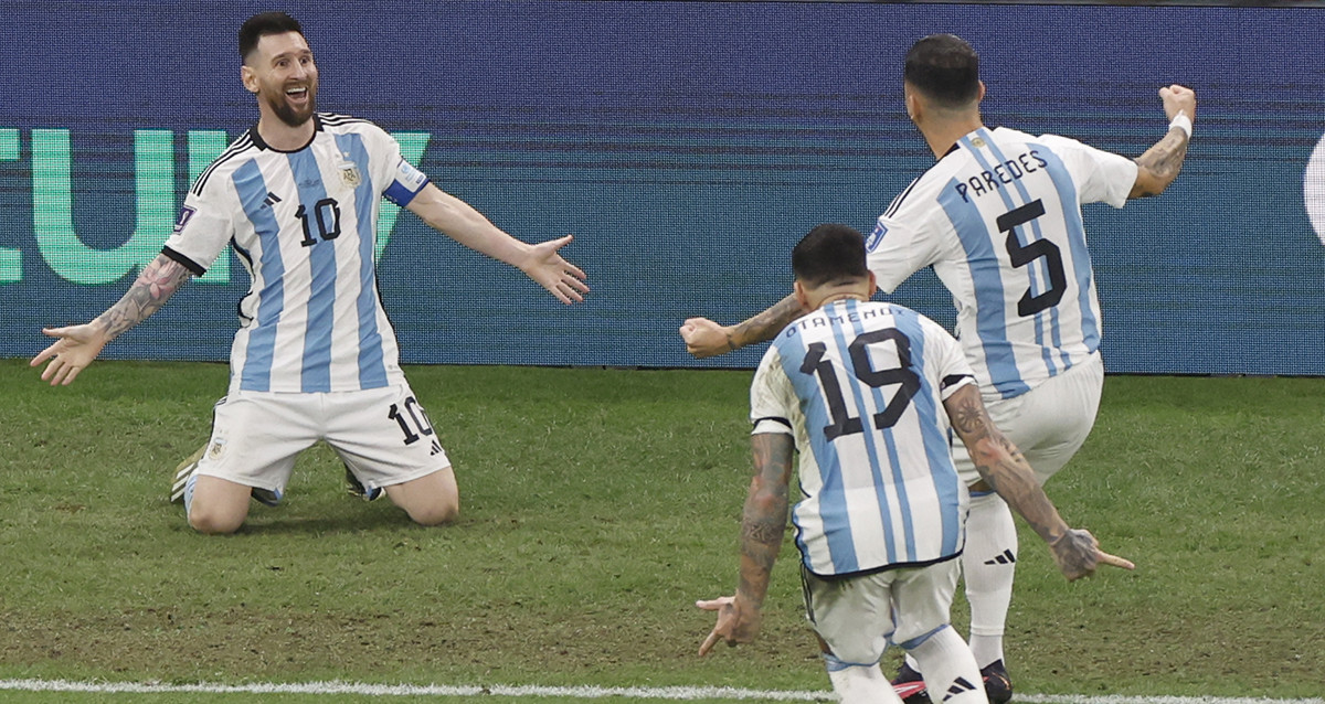 La euforia de Leo Messi tras marcar un gol en la final contra Francia / EFE