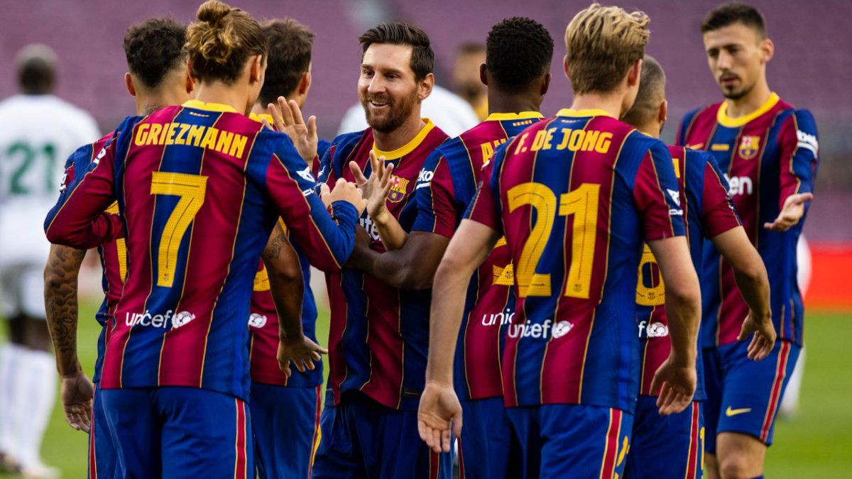Los jugadores del Barça, celebrando un gol | EFE
