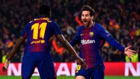 Messi celebrando un gol con Dembelé / EFE
