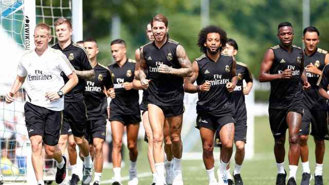 Los jugadores del Real Madrid en un entrenamiento / EFE