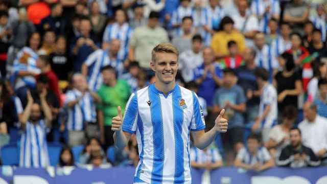 Martin Odegaard en su presentación con la Real Sociedad / EFE