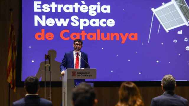 Jordi Puignero, vicepresidente y responsable de Política Digitales, en la presentación de los nanosatélites, uno de los proyectos estrella de la NASA catalana / GENCAT