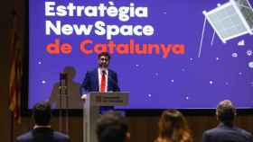 Jordi Puignero, vicepresidente y responsable de Política Digitales, en la presentación de los nanosatélites, uno de los proyectos estrella de la NASA catalana / GENCAT