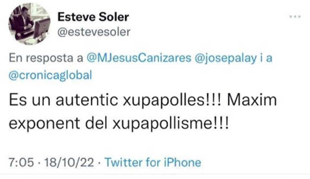 Esteve Soler, insultando a Josep Lluís Alay en Twitter