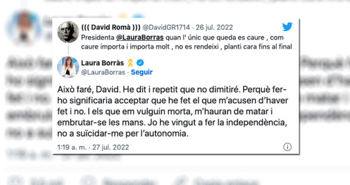 Mensaje de Laura Borràs en la red social Twitter / CG