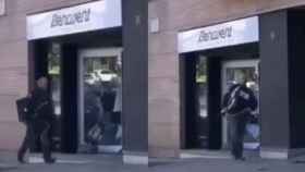 Un ladrón sale de una tienda de Mataró tras robar un televisor / BCNLEGENDS