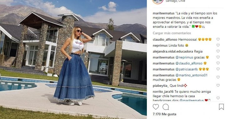Marité Matus posa en una piscina / Instagram