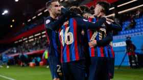 Los jugadores del Barça B celebran uno de los goles contra el Irún / FCB