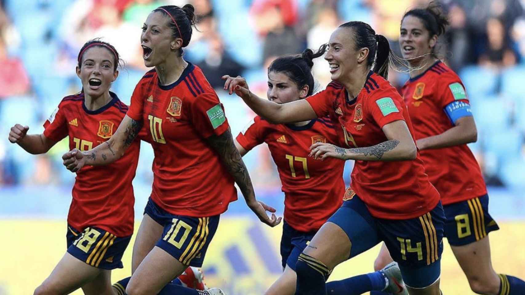 Una foto de las jugadoras de la selección española celebrando un tanto de Jenni Hermoso ante Sudáfrica / Instagram