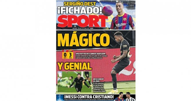 Portada del Sport (02/10/2020) / SPORT