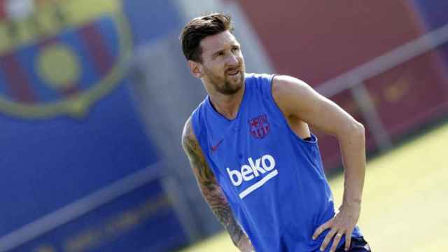 Una foto de Leo Messi durante un entrenamiento del Barça / FCB