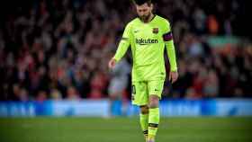 Leo Messi tras la debacle de Anfield / EFE