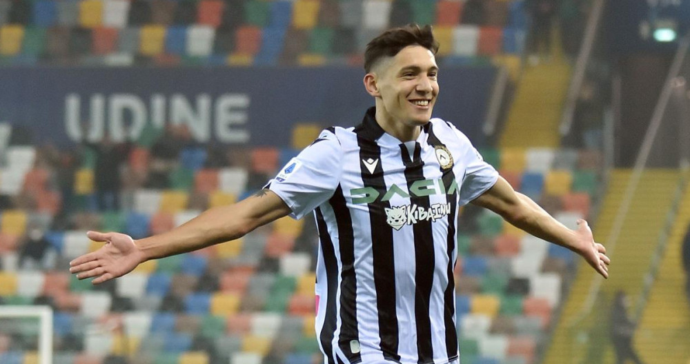 Nahuel Molina, celebrando un gol con la camiseta del Udinese / EFE