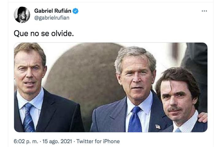 Tuit del portavoz de ERC en el Congreso Gabriel Rufián