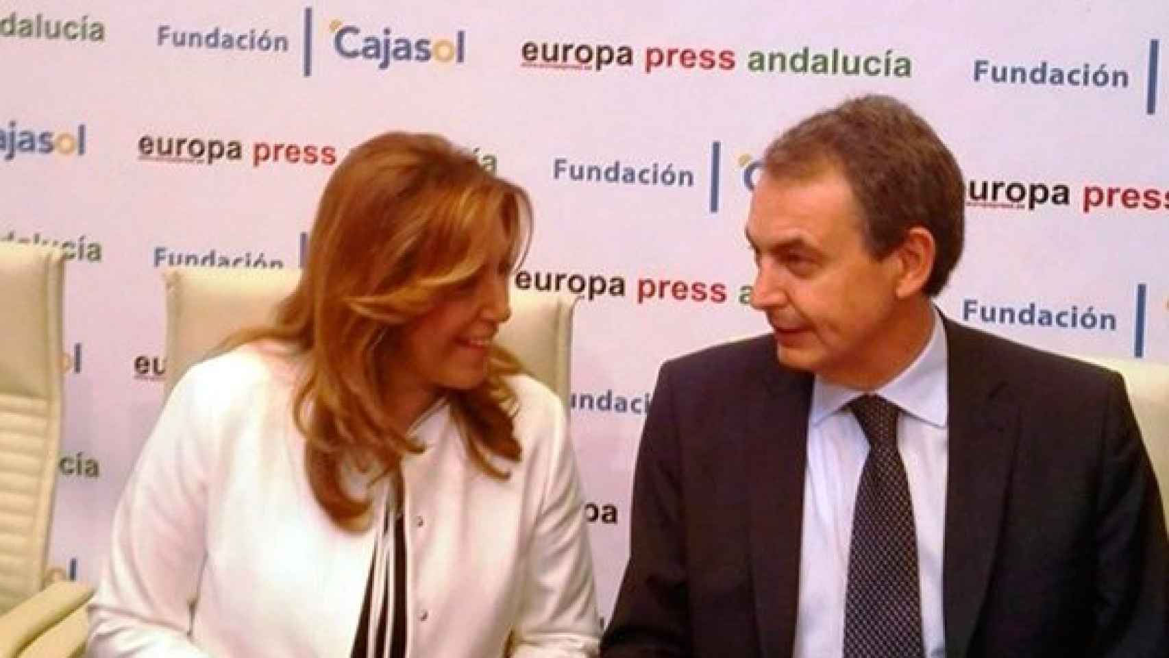 La presidenta de la Junta de Andalucía, Susana Díaz, y el expresidente del Gobierno, José Luís Rodríguez Zapatero / CG