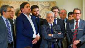 Santi Vidal, al lado de Carles Puigdemont, Oriol Junqueras y Artur Mas, el 22 de noviembre en Madrid / CG