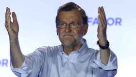 Mariano Rajoy, líder del PP, celebra la victoria de su partido en las elecciones del 26J.