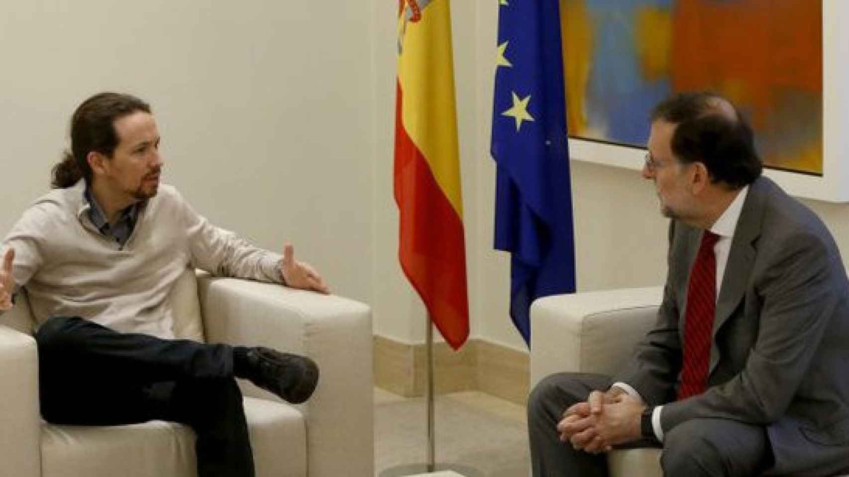 Pablo Iglesias, con el presidente Mariano Rajoy.