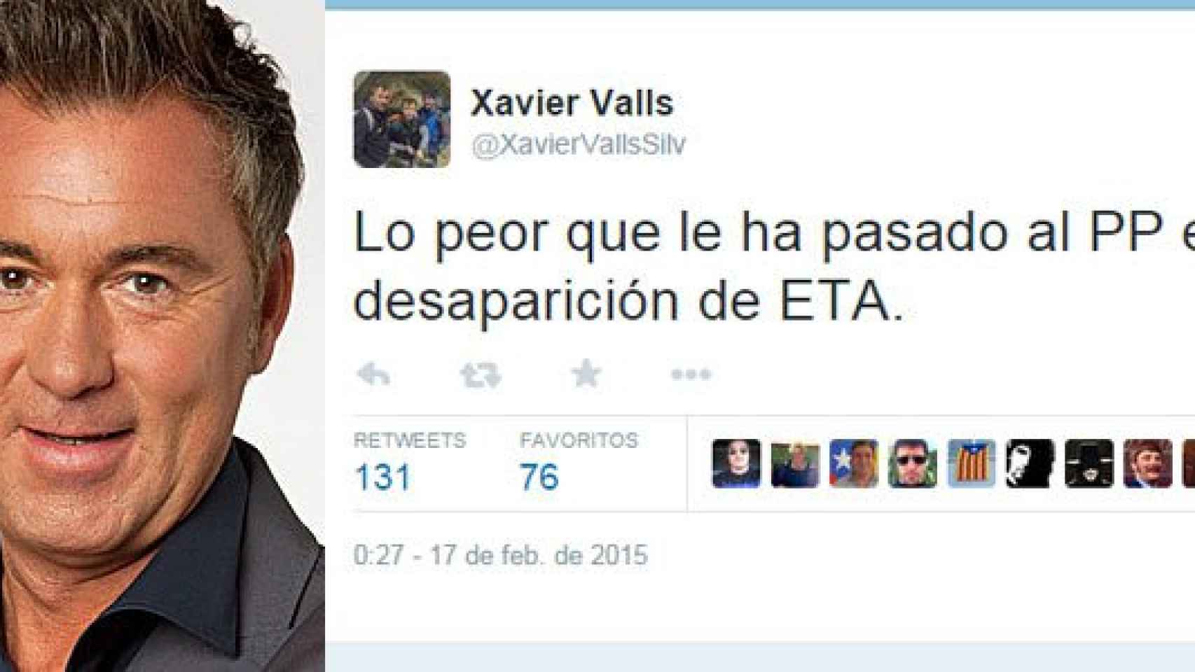 Tuit del periodista deportivo de TV3 Xavier Valls