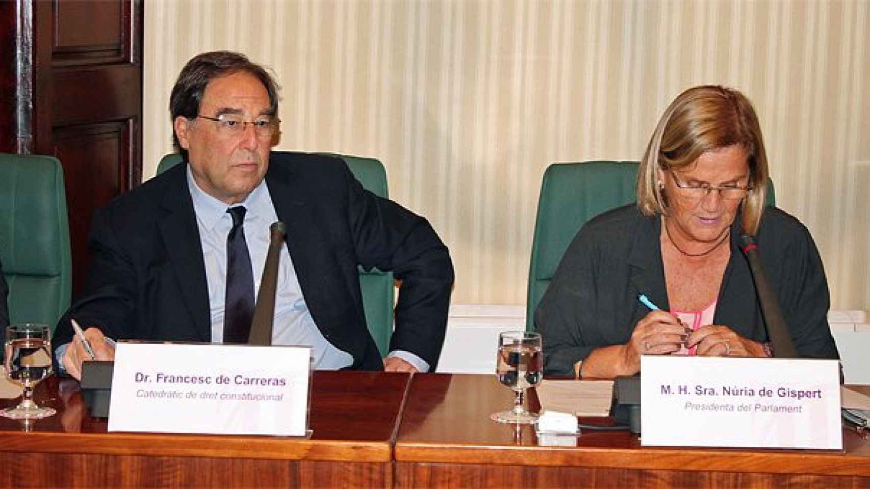 Francesc de Carreras y Núria de Gispert, en la comisión parlamentaria