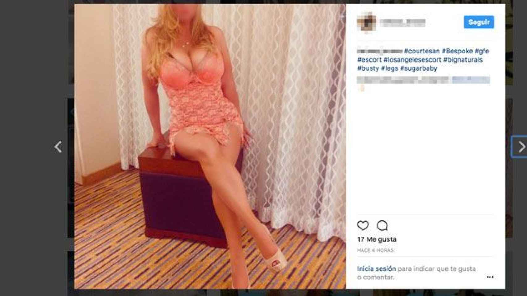 Una prostituta publica una foto suya en Instagram con 'hashtags' relacionados a su profesión / CG
