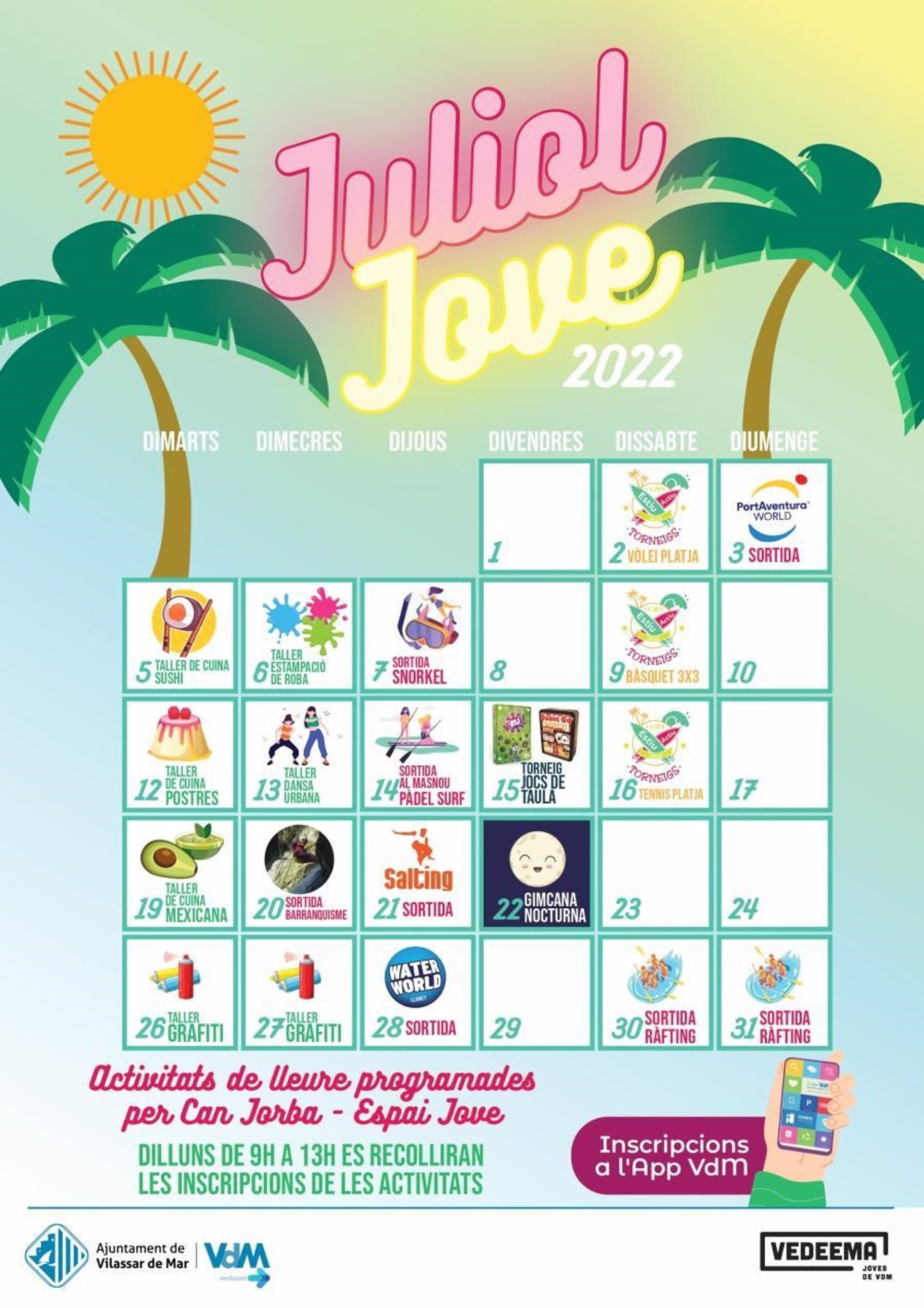 Calendario de actividades del Juliol Jove de Vilassar de Mar de 2022 / EP