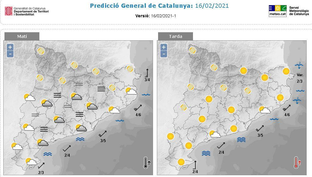 Predicción general para este 16 de febrero en Cataluña / METEOCAT