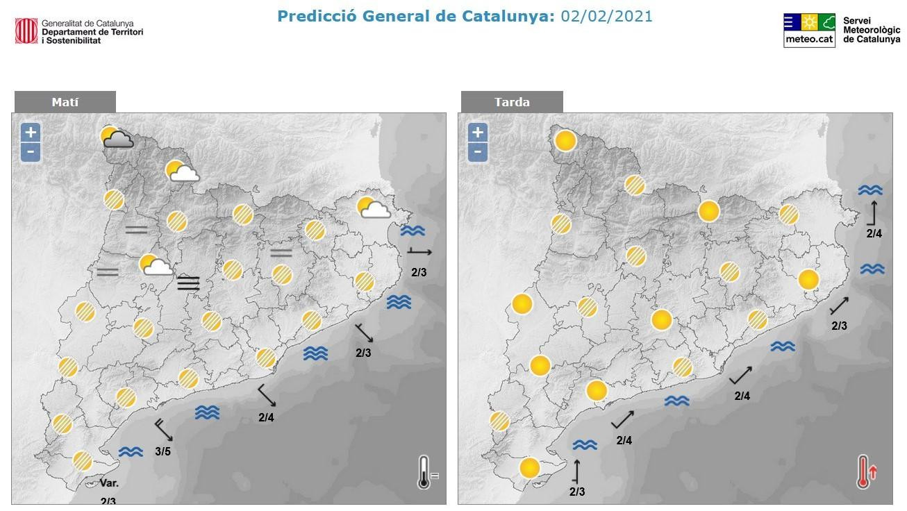 Predicción general para este 2 de febrero en Cataluña / METEOCAT