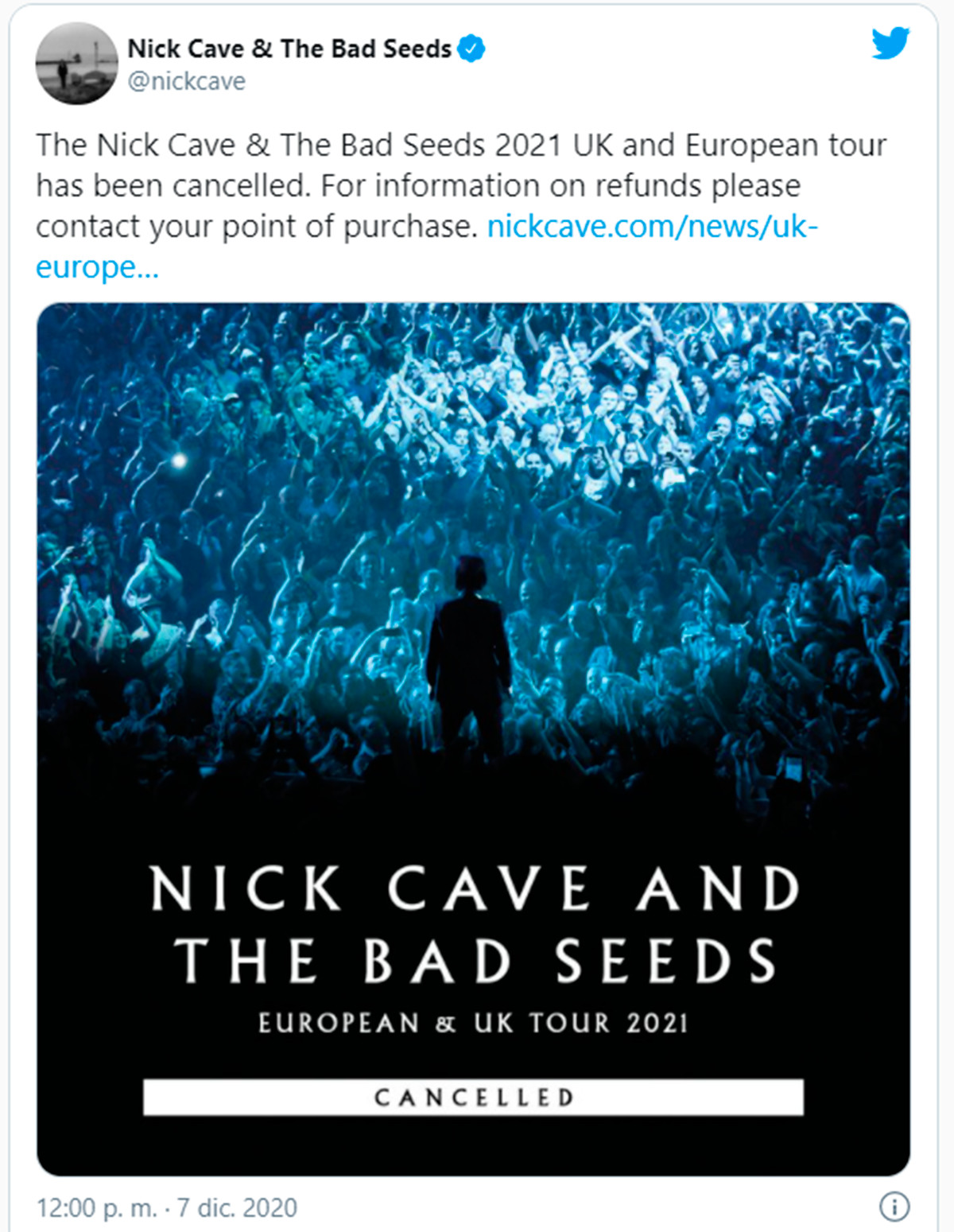 Nick Cave cancela la gira del 2021