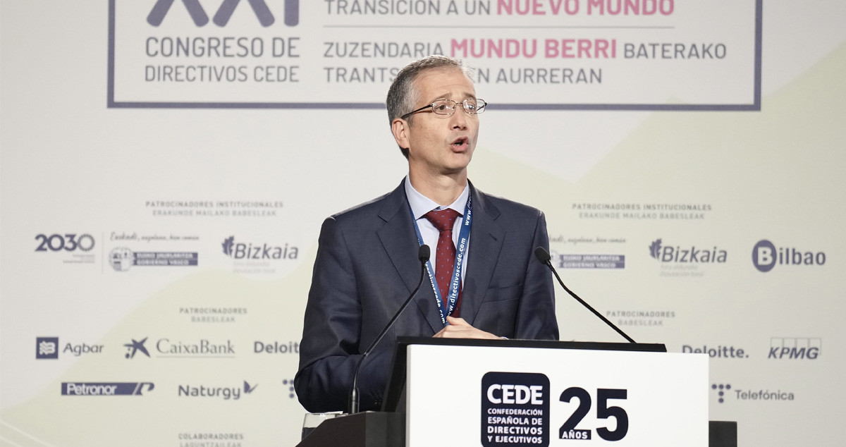 El gobernador del Banco de España, Pablo Hernández de Cos, en el XXI Congreso de Directivos CEDE / H.Bilbao - Europa Press