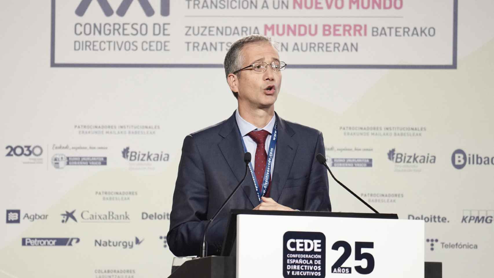 El gobernador del Banco de España, Pablo Hernández de Cos, en el XXI Congreso de Directivos CEDE / H.Bilbao - Europa Press